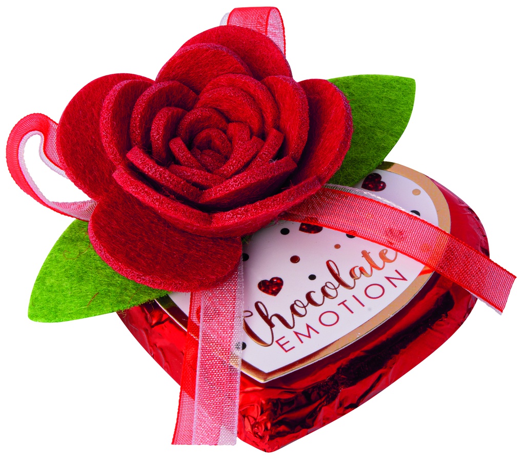 Grand cœur praliné choc avec rose 28gx16