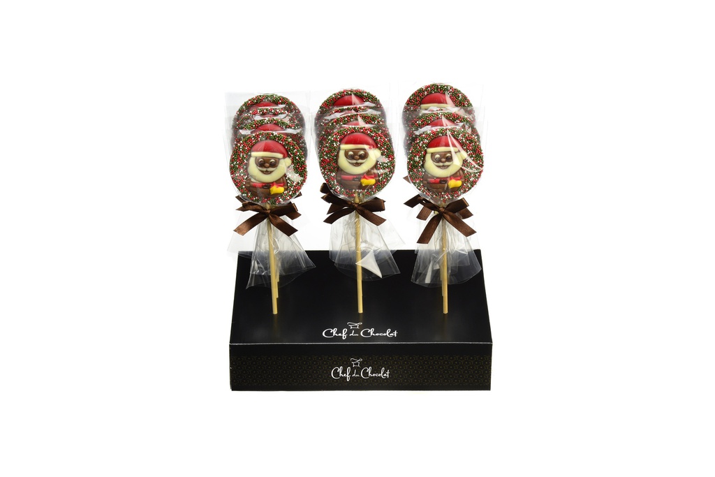 Sucette choc lait ronde Père Noël 45gx18