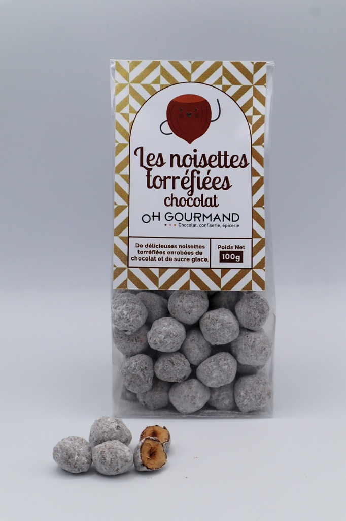Sachet noisettes torréfiées enrobées chocolat 100g X15