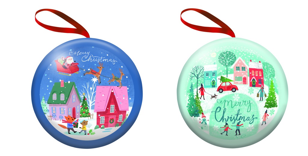 Boules de noël métal 2 modèles garni choc 32gx12