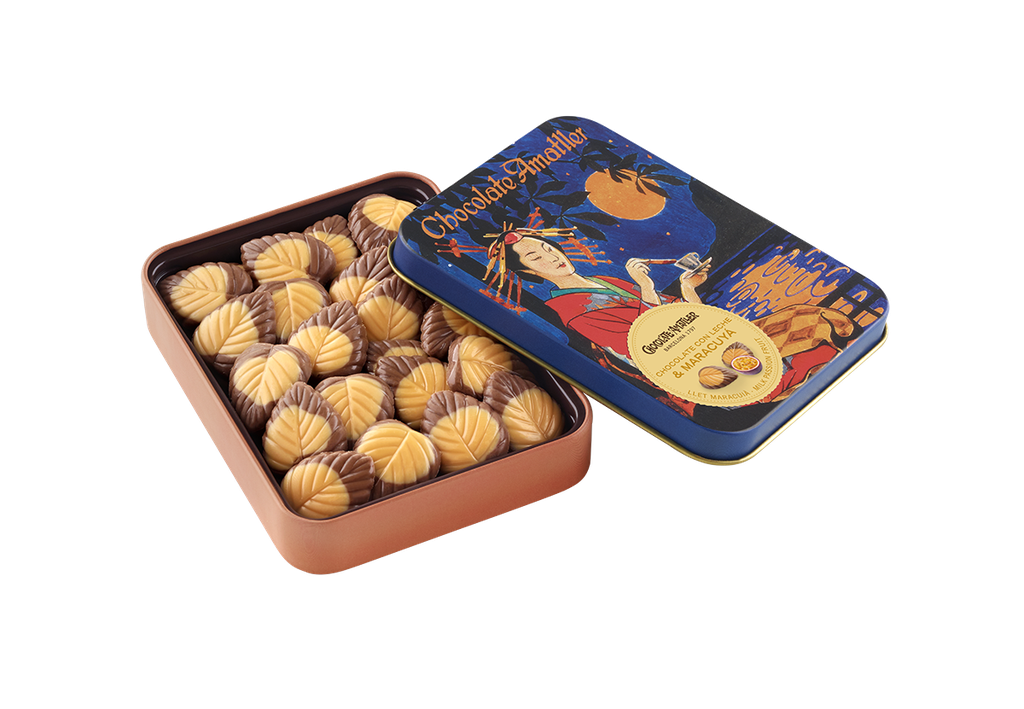 Boite métal feuille choc lait et passion 60g x 5